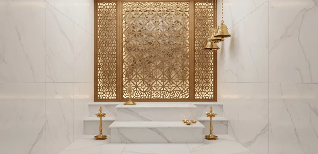 Vastu-for-Home-Pooja-Room-Temple-Modern-Temple-Room-with-Backlit-Jali-and-White-Marble
